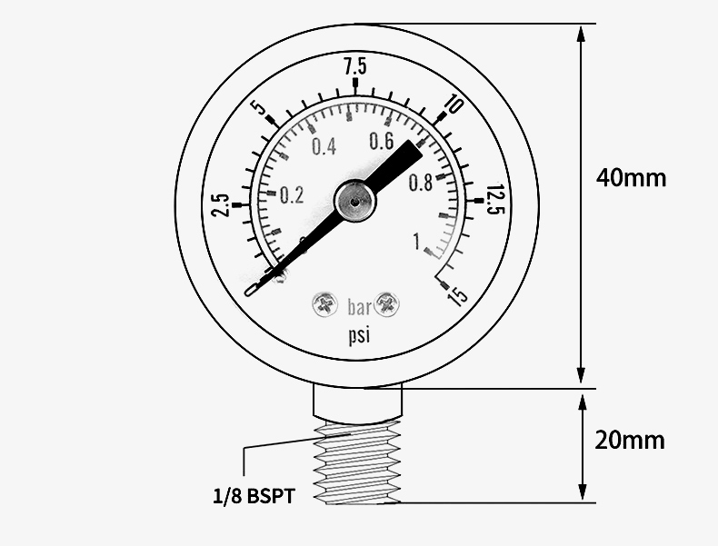 Pressure gauge dimensions