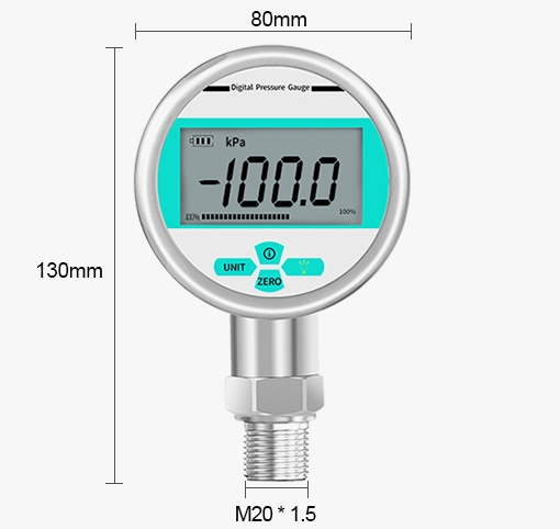 -1 to 1 bar digital pressure gauge size