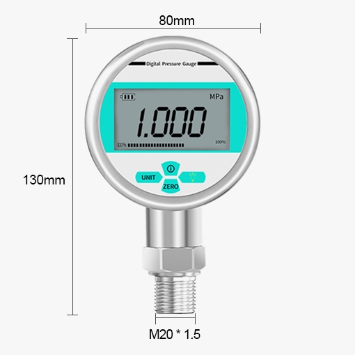 0 to 0.1 bar digital low pressure gauge size