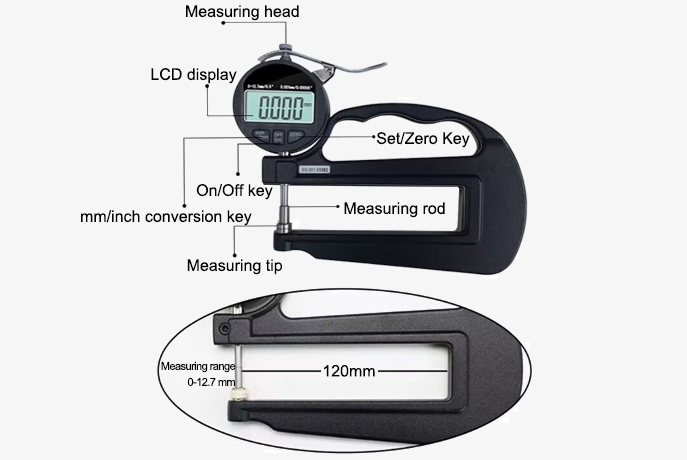 Digital leather thickness meter details