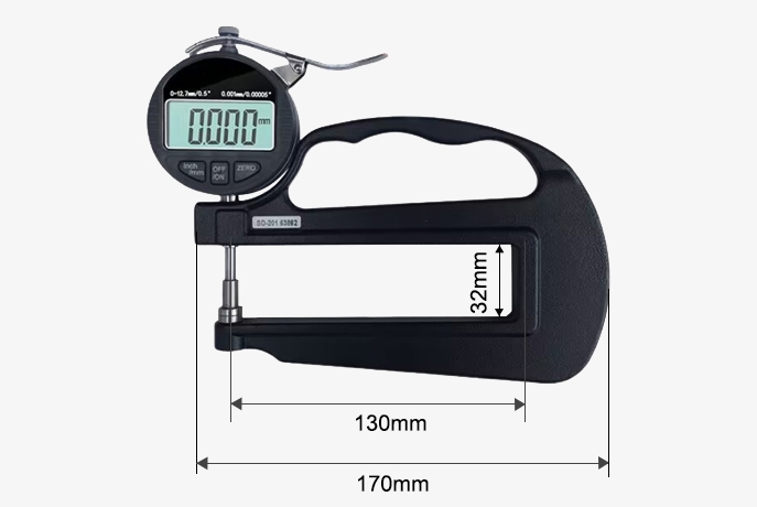 Digital leather thickness meter dimension