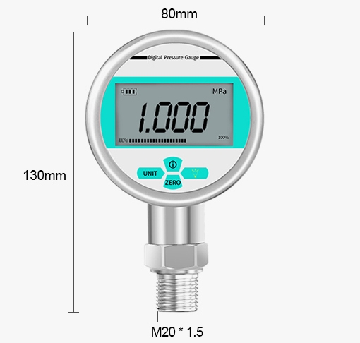 0 to 1 bar digital pressure gauge size