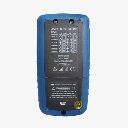 3 phase motor rotation tester back