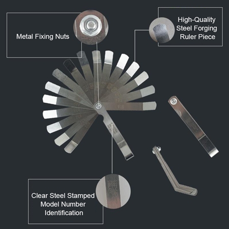 Angled feeler gauge set detail