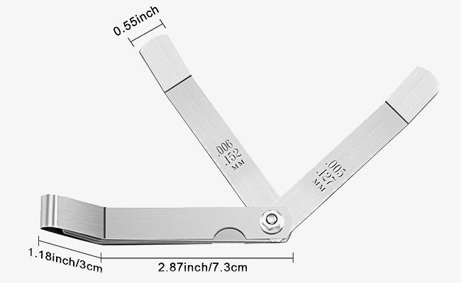 Angled feeler gauge size