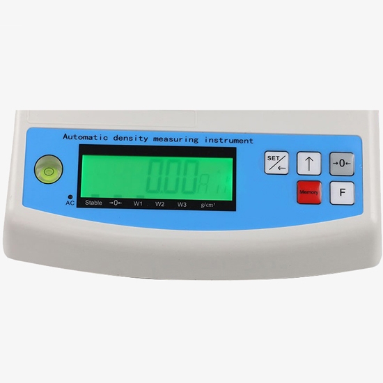 Benchtop density meter for solids detail