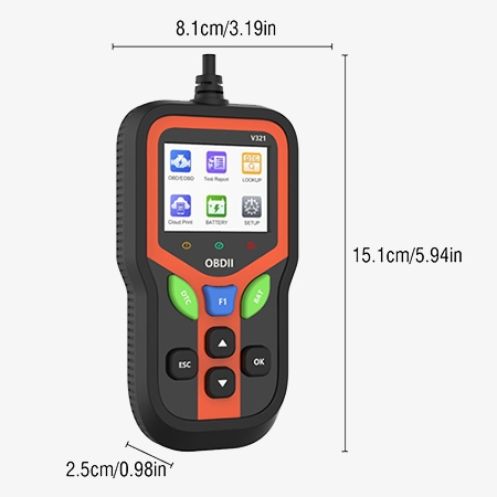 Car diagnostic code reader size