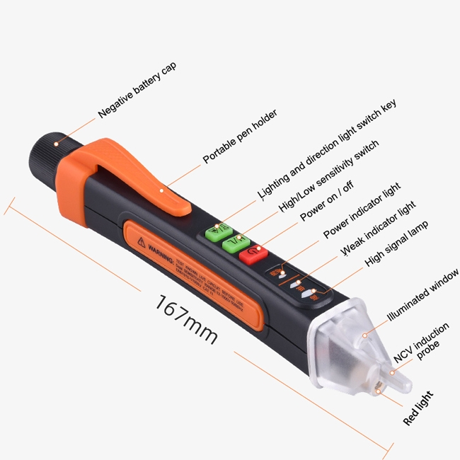 Contactless AC voltage detector detail and size