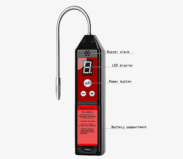 Halogen refrigerant leak detector detail