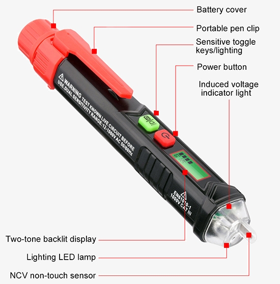 No contact AC voltage tester pen detail