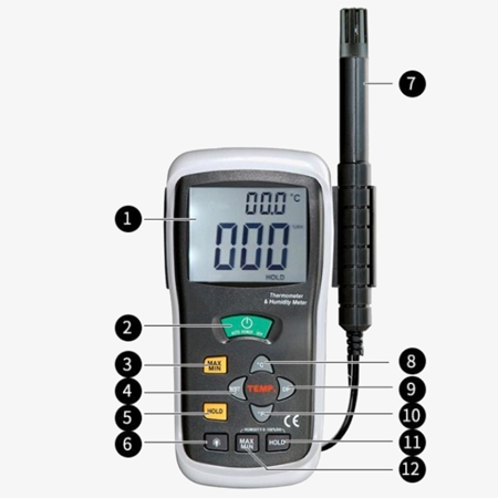 Dew point thermometer meter with wet bulb portable structure