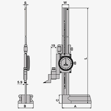 Dial height gauge structure