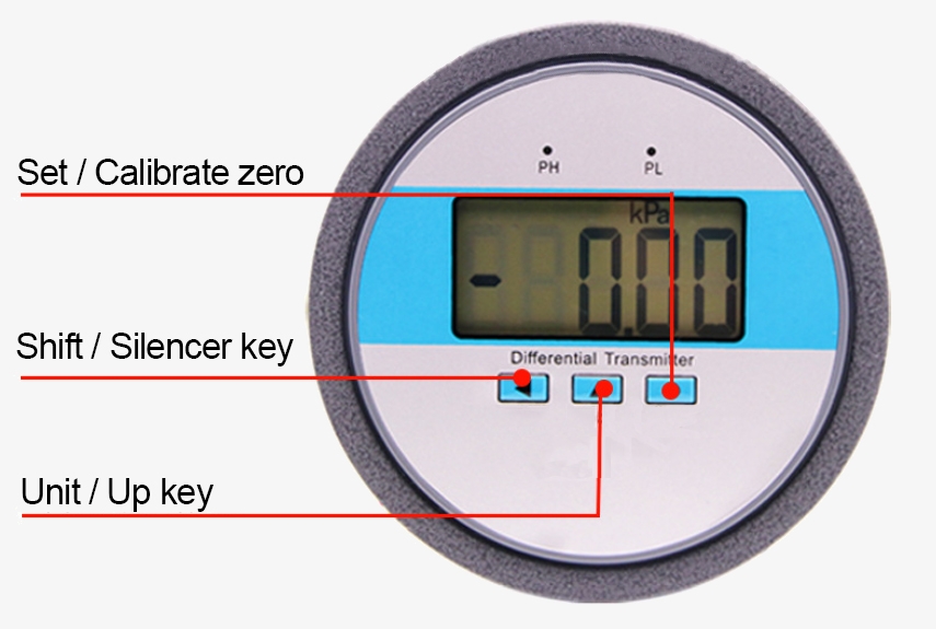 Differential pressure gauge diaplay