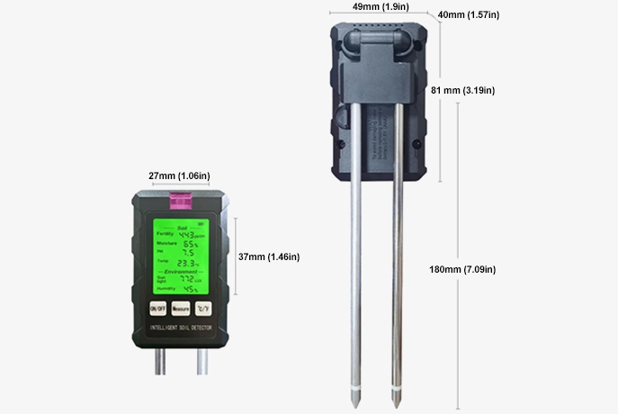 Digital handheld soil moisture meter dimension