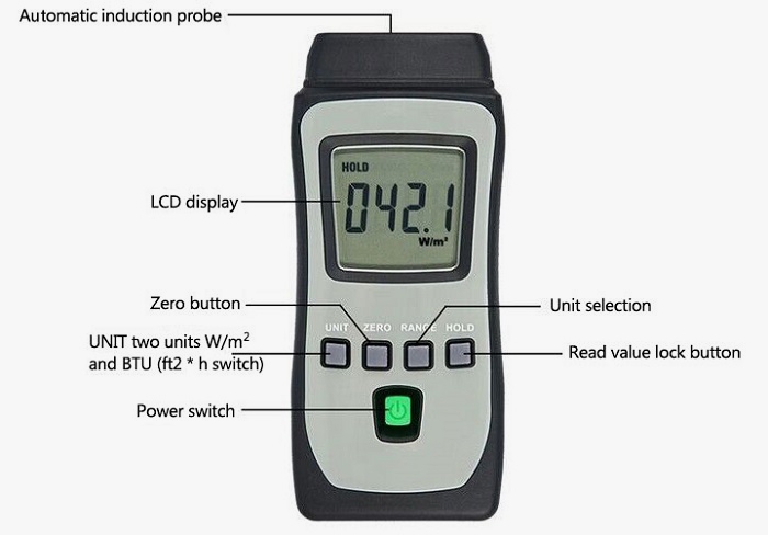 Digital handheld solar power meter details