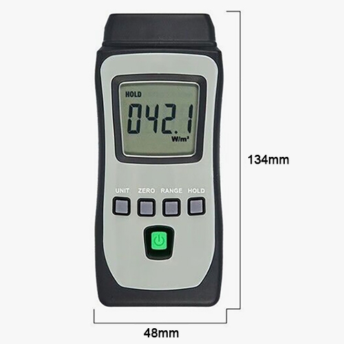 Digital handheld solar power meter size