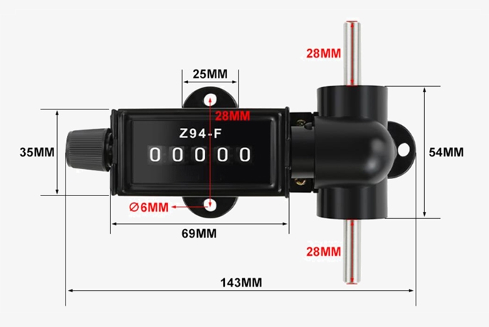 Digital length meter counter dimensions