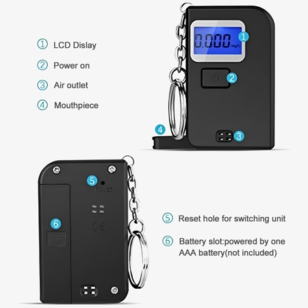 Digital mini keychain breathalyzer