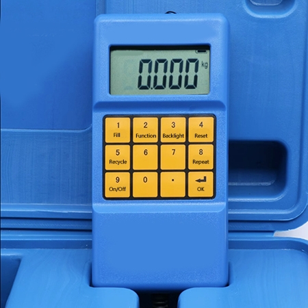 Digital refrigerant charging scale detail