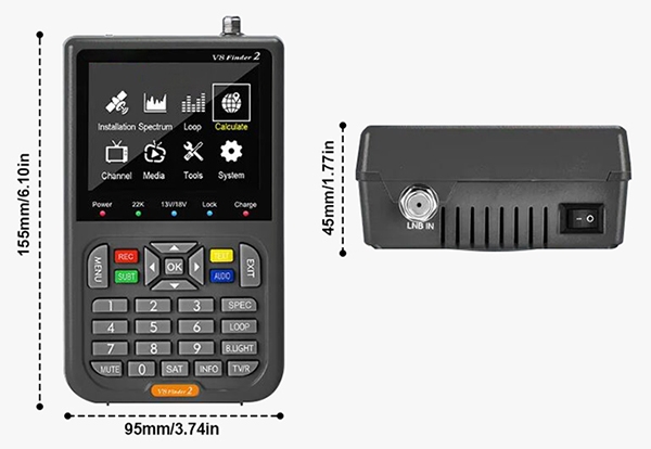 Digital satellite finder size