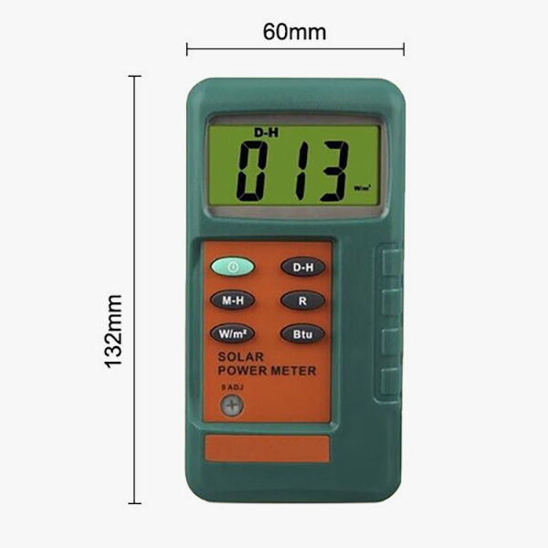 Digital solar panel power meter size