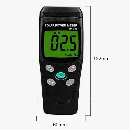 Digital solar power analyzer meter size