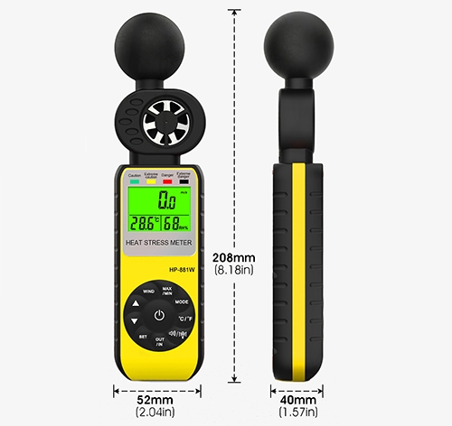 Digital vane type anemometer size