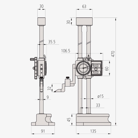 Digital vernier height gauge with dial structure