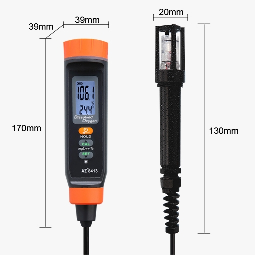 Dissolved oxygen meter for aquaculture size