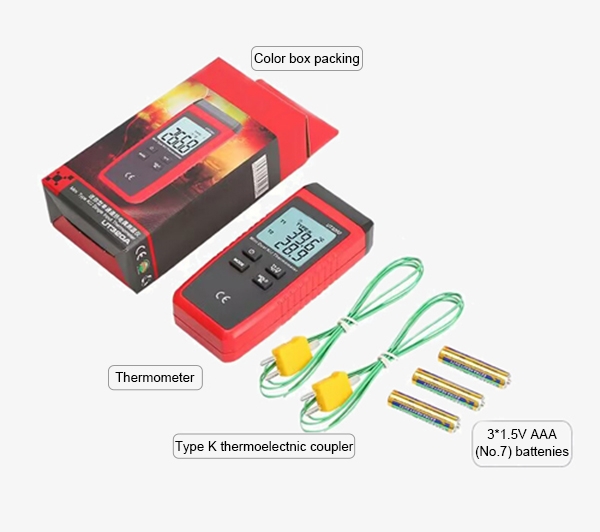 Dual channel contact thermocouple thermometer packing list