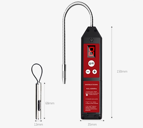 Halogen refrigerant leak detector size