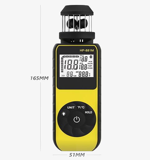 Handheld cup anemometer size