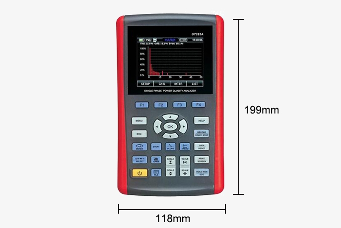 Handheld single phase power quality analyzer dimension