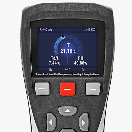 handheld temperature humidity dew point meter screen