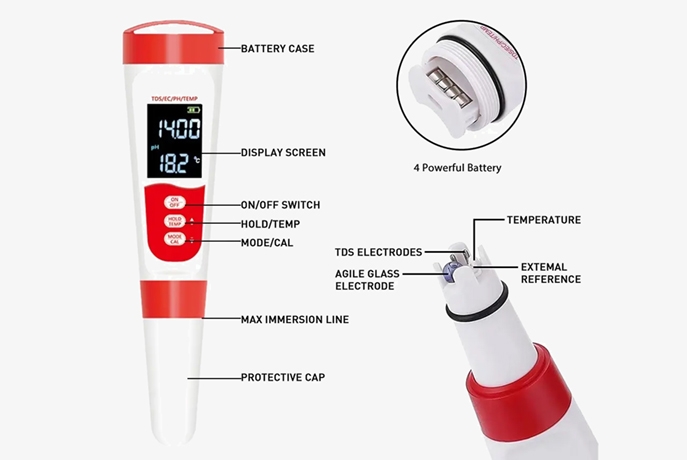 Handheld water quality tester details