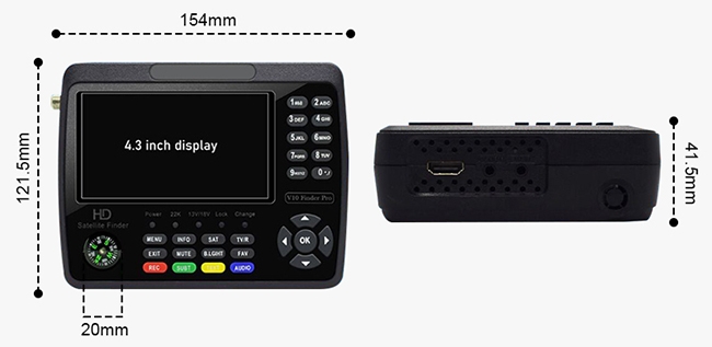 HD satellite signal finder size