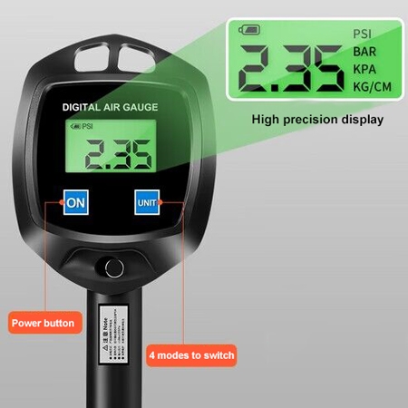 High pressure digital tire gauge