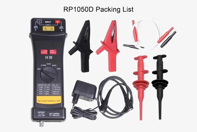 High voltage differential oscilloscope probe 1050D packing list