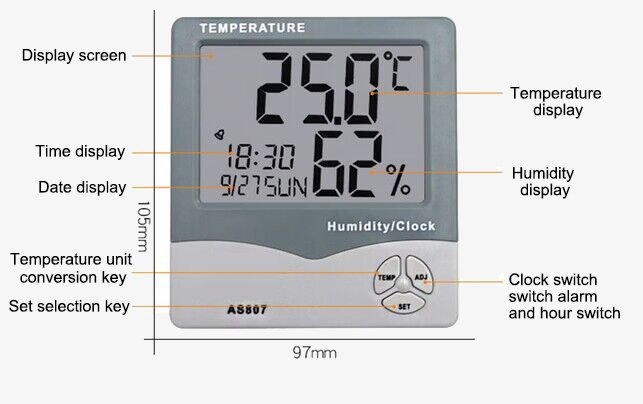 Indoor outdoor thermometer hygrometer details