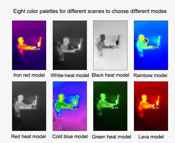 Infrared thermal camera with eight color palettes