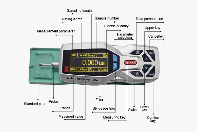 LCD handheld surface roughness meter dimension specification