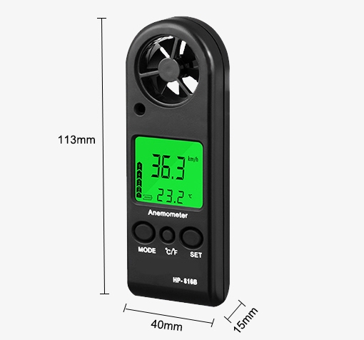 Mini vane anemometer size