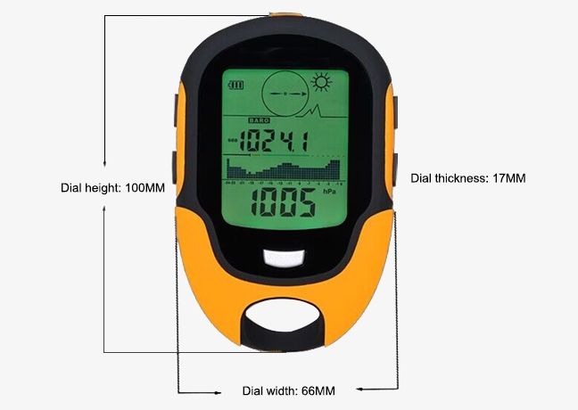 Multifunction digital altimeter barometer for outdoor dimension
