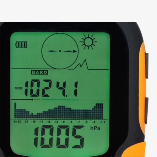 Multifunction digital altimeter barometer for outdoor screen