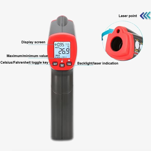 No touch mini handheld ir thermometer button details