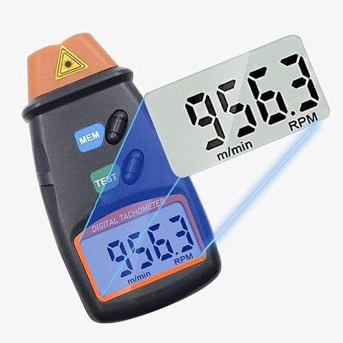 Non contact laser digital tachometer for motor display