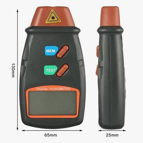 Non contact laser digital tachometer for motor size