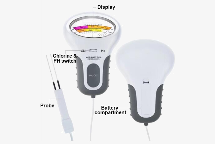 Ph chlorine water quality tester button details