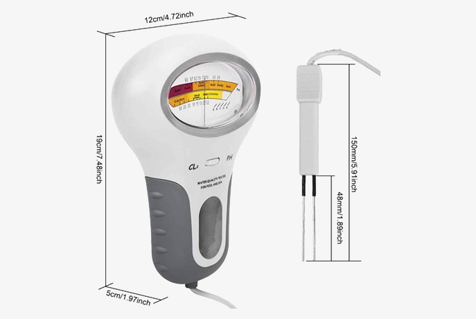 Ph chlorine water quality tester dimensions