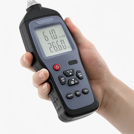 Portable dew point meter for compressed air usage